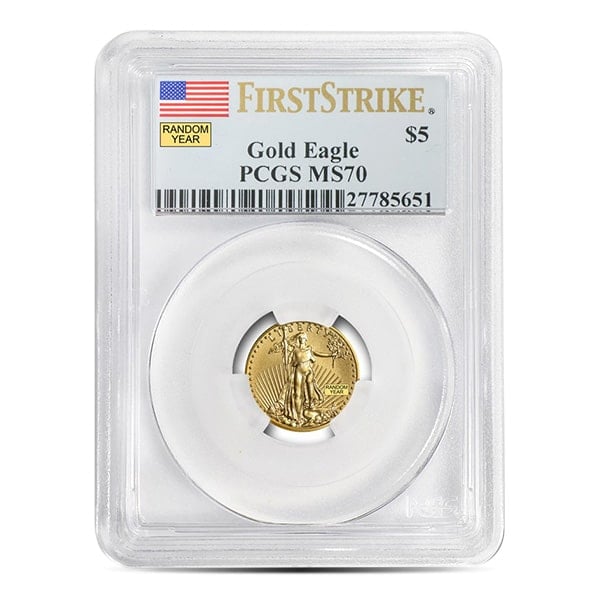 MS70 Graded 1/10 Troy Oz Gold American Eagle (PCGS / NGC) - RANDOM Dates