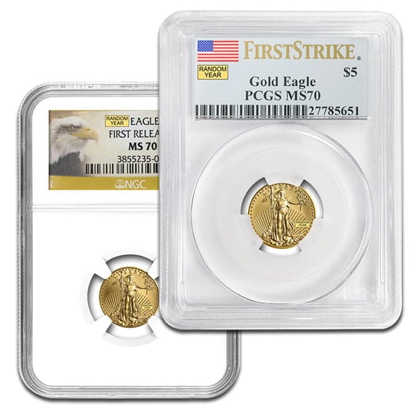 MS70 Graded 1/10 Troy Oz Gold American Eagle (PCGS / NGC) - RANDOM Dates