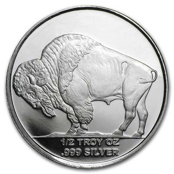 1/2 Troy Ounce Buffalo SILVER Round, .999 Pure