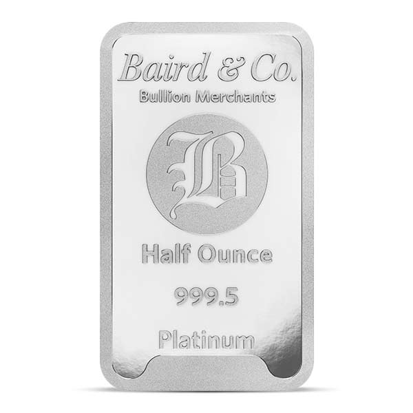 Platinum Bar - Baird & Co. 1/2 Troy Ounce, .9995 Pure (In Assay)