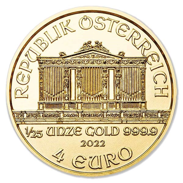 1/25 Ounce Austrian Philharmonic - Gold, .9999 Pure