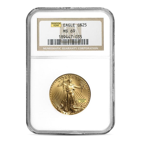 MS69 Graded 1/2 Troy Oz Gold American Eagle (PCGS / NGC) - RANDOM Dates
