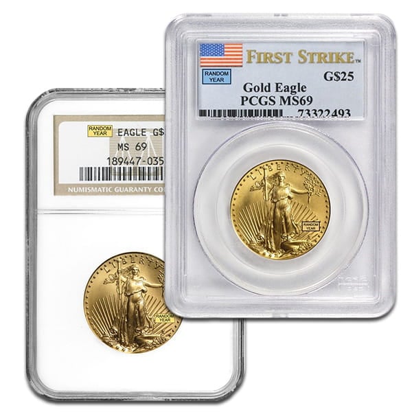 MS69 Graded 1/2 Troy Oz Gold American Eagle (PCGS / NGC) - RANDOM Dates