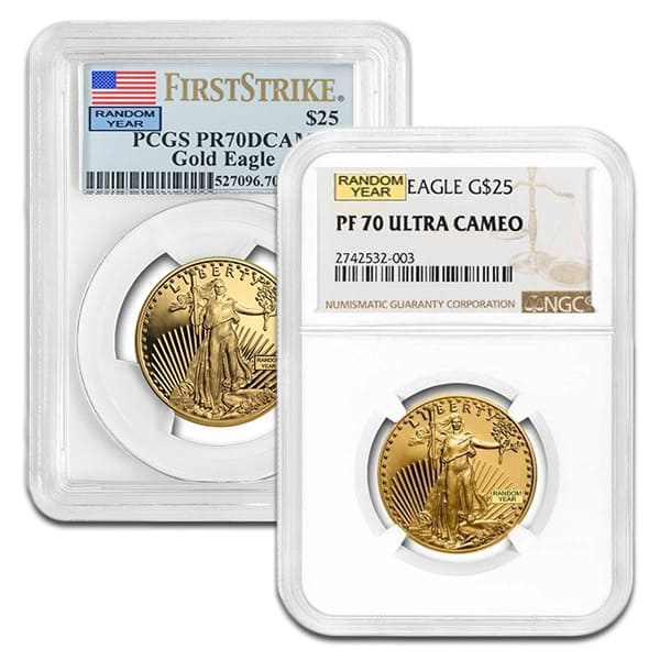 PR70 / PF70 Graded 1/2 Troy Oz Gold American Eagle (PCGS / NGC) - RANDOM Dates