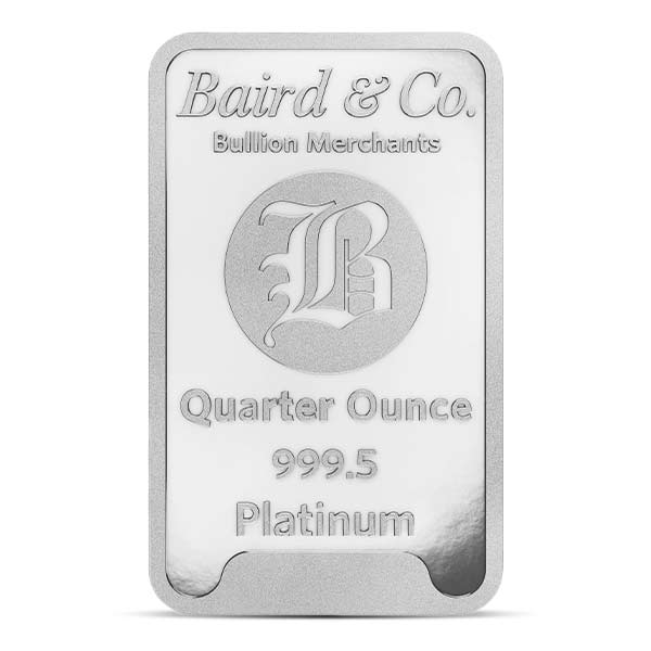 Platinum Bar - Baird & Co. 1/4 Troy Ounce, .9995 Pure (In Assay)