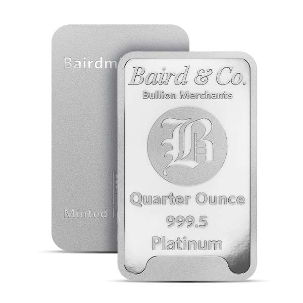 Platinum Bar - Baird & Co. 1/4 Troy Ounce, .9995 Pure (In Assay)
