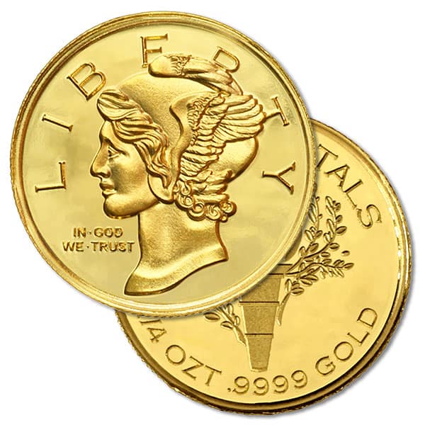 1/4 Ounce Gold Round - Mercury Design, .9999 Pure
