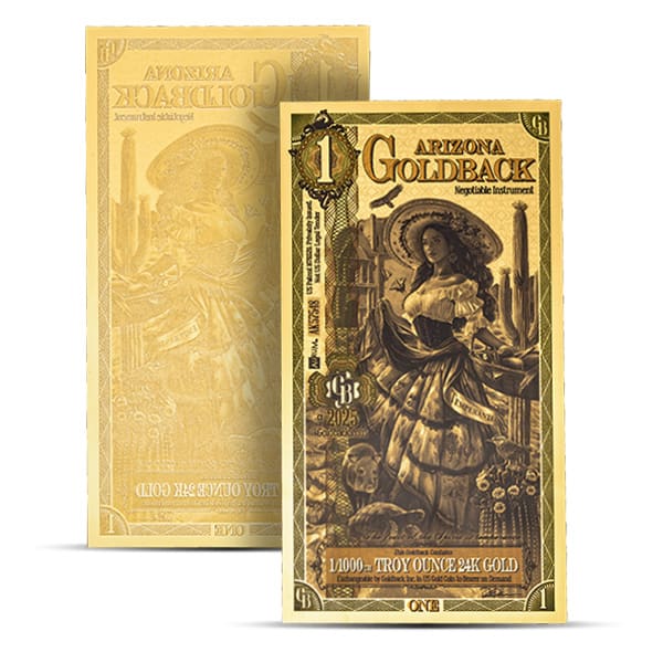 1 Arizona Goldback - Temperentia, 1/1000th Troy Oz .9999 Gold