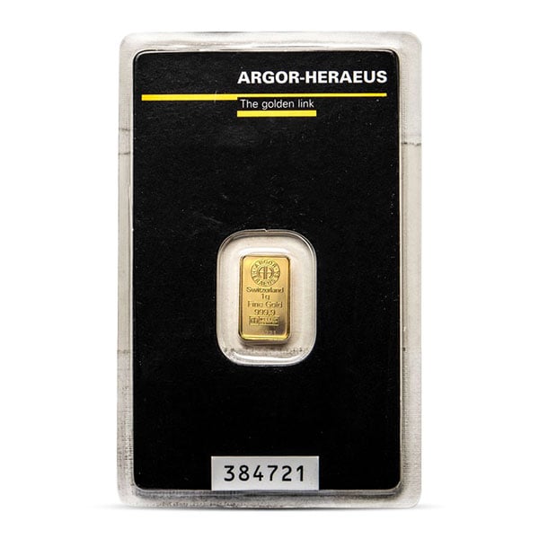 Argor-Heraeus - Gold Bar 1 Gram, .9999 Pure
