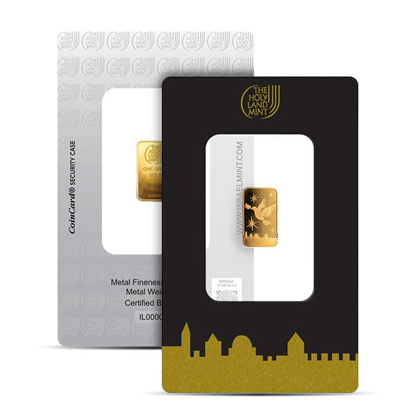 Holy Land Mint Dove of Peace Gold Bar, 1 Gram, .9999 Pure in Assay Package