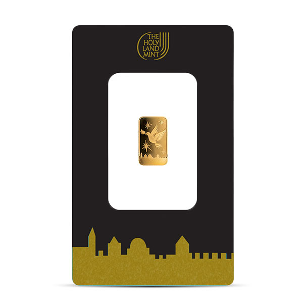 Holy Land Mint Dove of Peace Gold Bar, 1 Gram, .9999 Pure in Assay Package