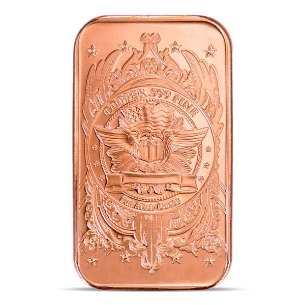 Copper BAR - Liberty Head, 1 AVDP Oz, .999 Pure Copper thumbnail