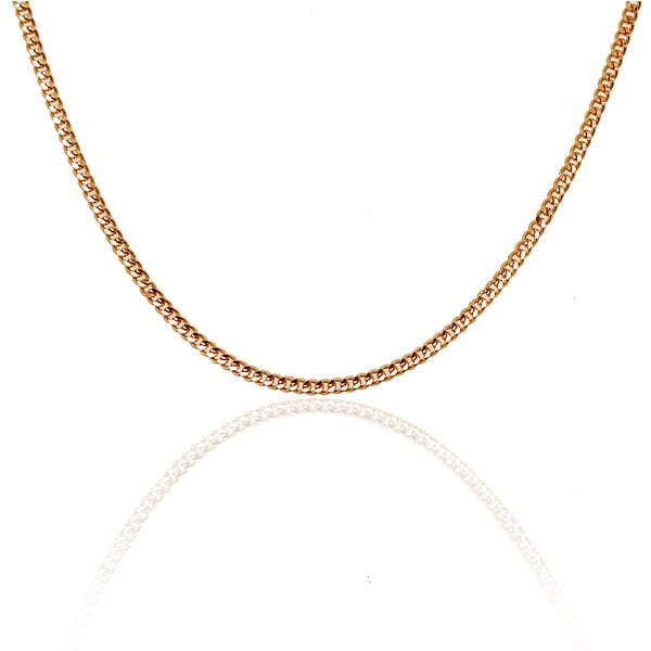 Gold Chain - 2.4 mm Flat Curb Design - 46 cm (18.1") Length, 10.7 Grams 22k Gold