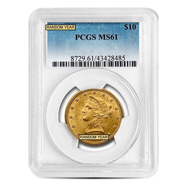 MS61 Graded $10 Liberty U.S. Gold Coin (PCGS / NGC) - Random Dates