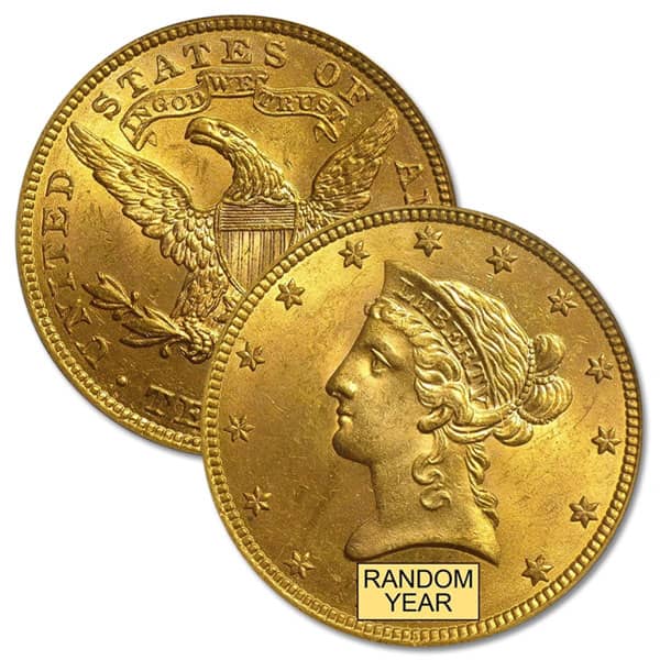 MS63 Graded $10 Liberty U.S. Gold Coin (PCGS / NGC) - Random Dates