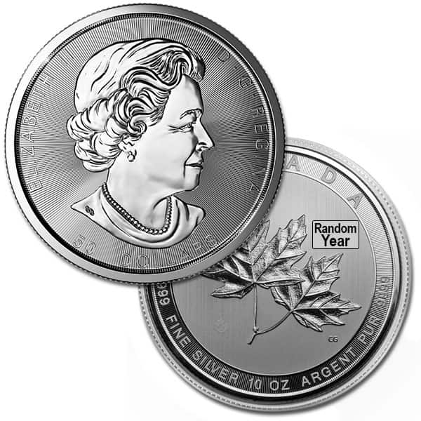 Canadian Maple Leaf, 10 Troy Ozs. Silver, .9999 Pure thumbnail