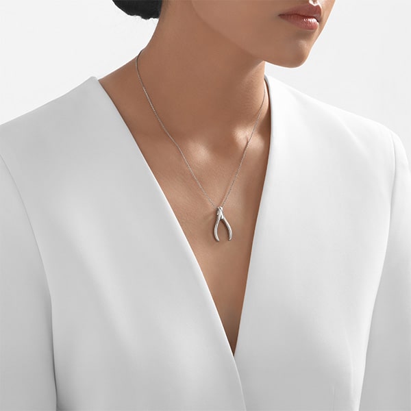 Platinum Pendant - Wishbone **Matte Finish** - 10.2 Grams, 24K Pure