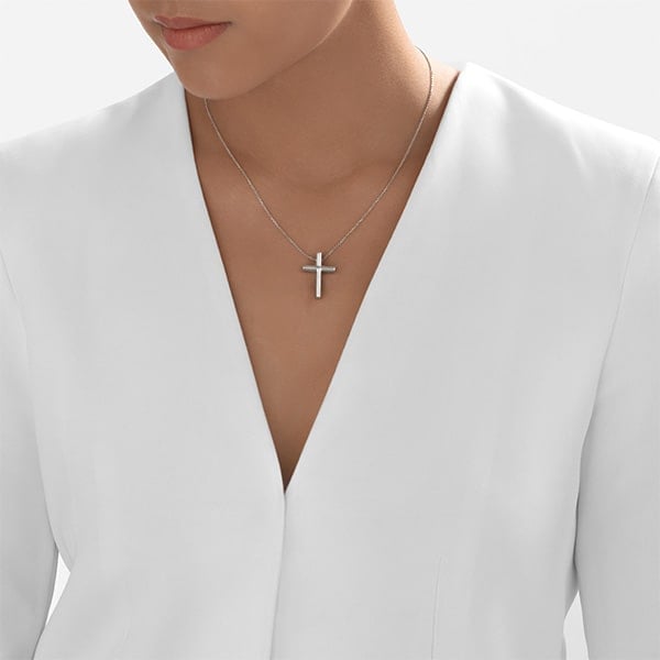 Platinum Pendant - Slender Cross **Matte Finish** - 11.1 Grams, .24K Pure
