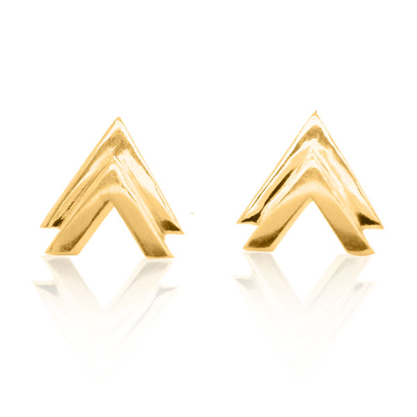 Gold Earrings - Arrow Head **Polished Finish** - 10.3 Grams, 24K Pure