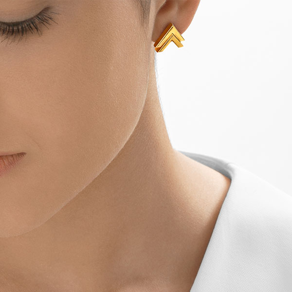 Gold Earrings - Arrow Head **Polished Finish** - 10.3 Grams, 24K Pure