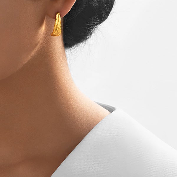 Gold Earrings - Hammered Obelisks **Matte Finish** - 10.9 Grams, 24K Pure