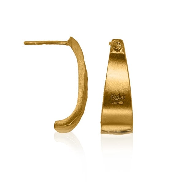Gold Earrings - Hammered Obelisks **Matte Finish** - 10.9 Grams, 24K Pure thumbnail
