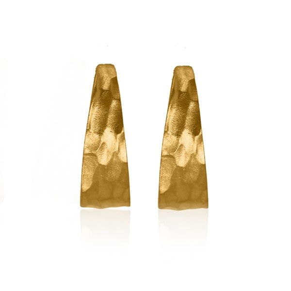 Gold Earrings - Hammered Obelisks **Matte Finish** - 10.9 Grams, 24K Pure