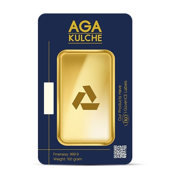 AgaBullion Gold Bar, 100 Gram, .9999 Pure in Assay Package