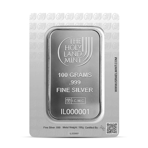 Holy Land Mint Dove of Peace 100 Gram SILVER Bar in Assay, .999 Pure