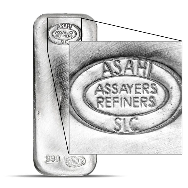 Asahi 100 Oz Silver Bar, .999 Pure