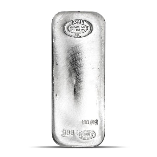 Asahi 100 Oz Silver Bar, .999 Pure