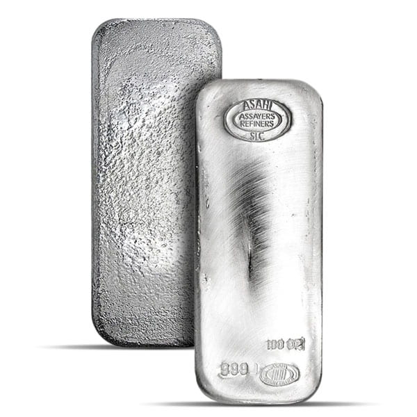 Asahi 100 Oz Silver Bar, .999 Pure