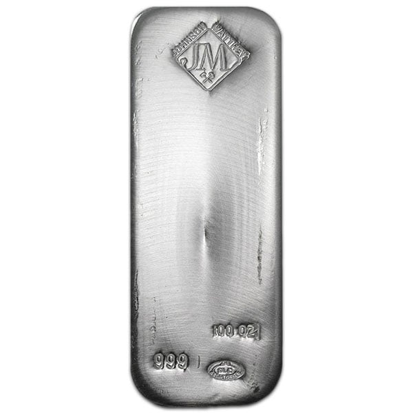 Johnson Matthey 100-oz Silver Bar, .999 Pure (Newly Minted)