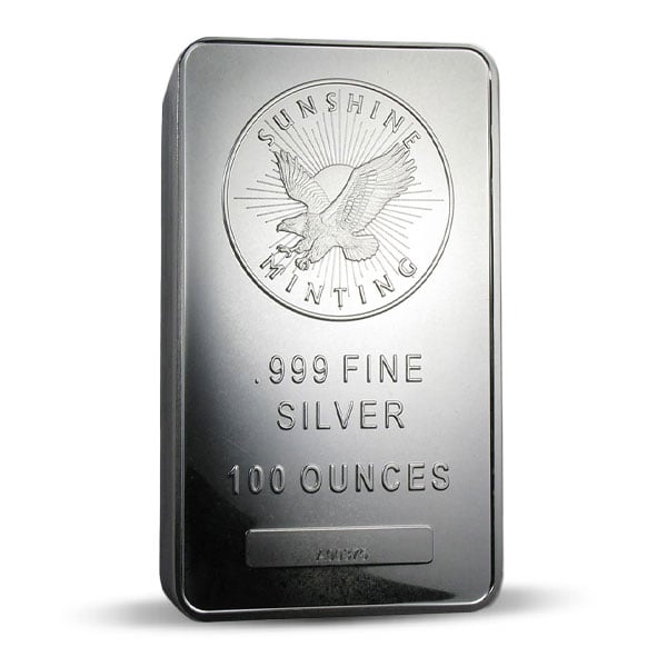 Sunshine Mint (MintMark SI) 100 Ounce Bar, .999 Pure Silver