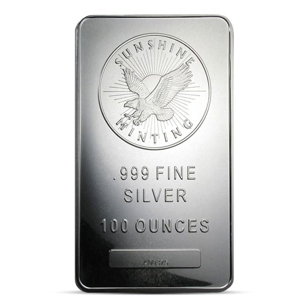 Sunshine Mint (MintMark SI) 100 Ounce Bar, .999 Pure Silver