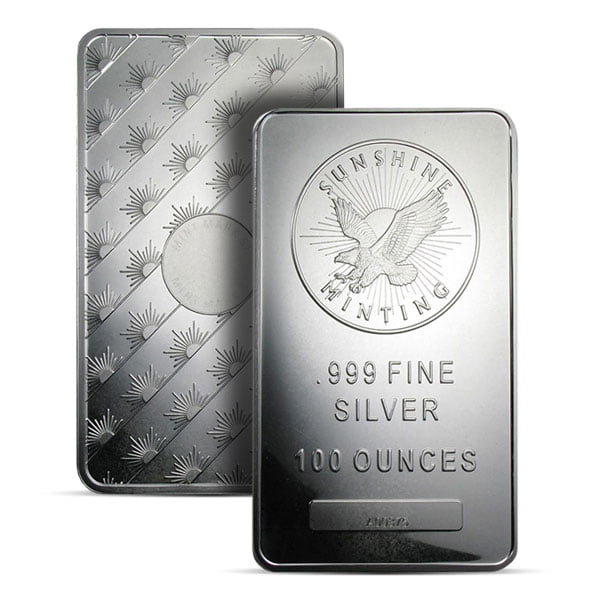 Sunshine Mint (MintMark SI) 100 Ounce Bar, .999 Pure Silver