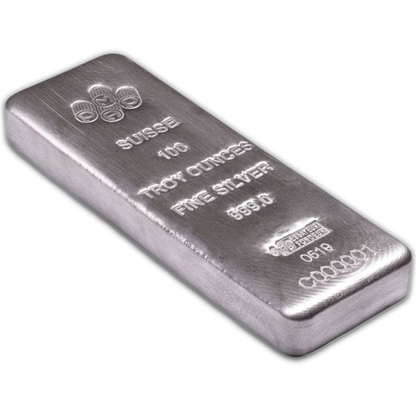 PAMP Suisse 100 Ounce Bar, .999 Pure Silver thumbnail