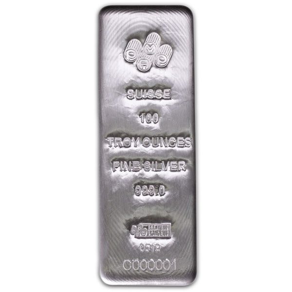 PAMP Suisse 100 Ounce Bar, .999 Pure Silver