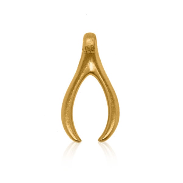 Gold Pendant - Wishbone **Matte Finish** - 10 Grams, 24K Pure thumbnail