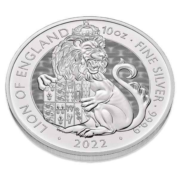 10 Oz British Royal Mint Tudor Beasts; Lion of England -  .9999 Pure Silver Coin thumbnail