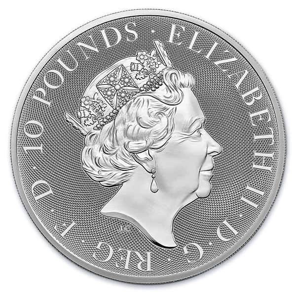 10 Oz British Royal Mint Tudor Beasts: Yale of Beaufort - .9999 Pure Silver Coin