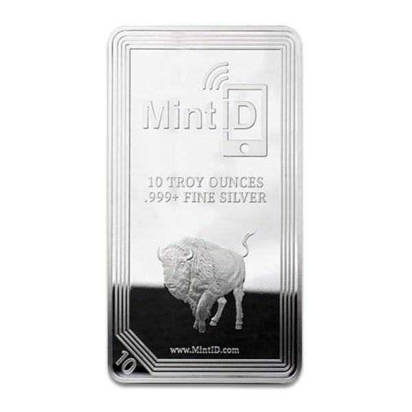 MintID Buffalo Design Silver Bar - 10 Ounce .999 Pure
