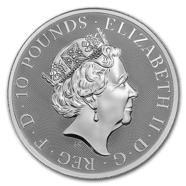 2018 10 Oz silver Queen's Beasts series Griffin of Edward III United Kingdom  Back