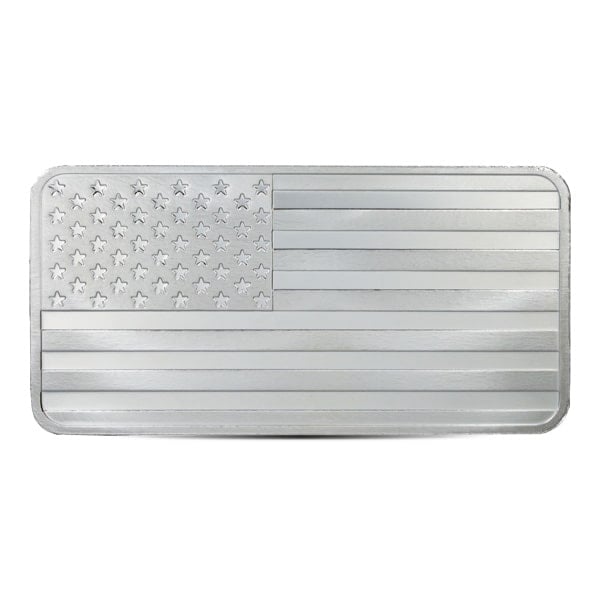 American Flag Design Silver Bar - 10 Ounce .999 Pure