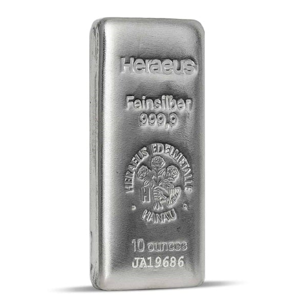 Heraeus 10 Ounce Bar, .999 Pure Silver
