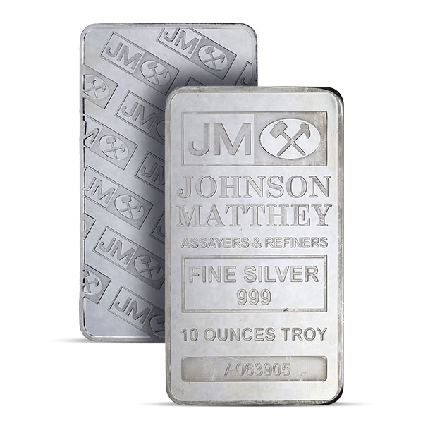 Vintage Design Johnson Matthey Silver Bar - 10 Troy Ounces, .999