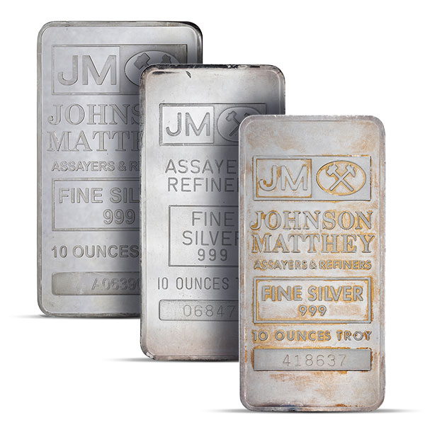 Vintage Design Johnson Matthey Silver Bar - 10 Troy Ounces, .999