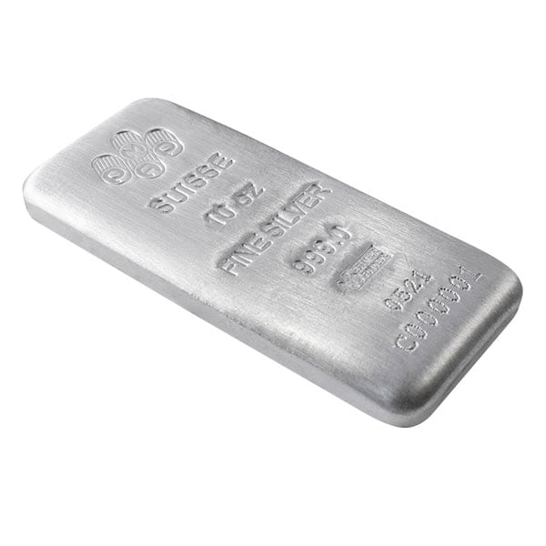 PAMP Suisse 10 Ounce Bar, .999 Pure Silver