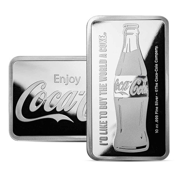 Coca-Cola Silver Bar - 10 Troy Ounce, .999 Pure