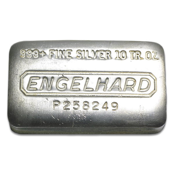 Engelhard Silver Bar - 10 Troy Ounces, .999 Pure Silver